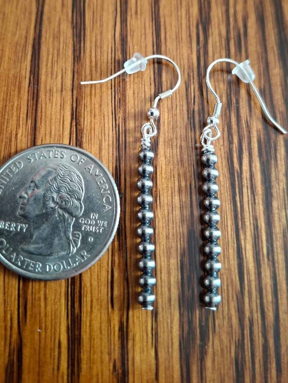 Desert Pearl 2mm Sterling Silver Dangle Matchstick Earrings